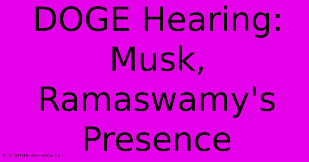 DOGE Hearing: Musk, Ramaswamy's Presence