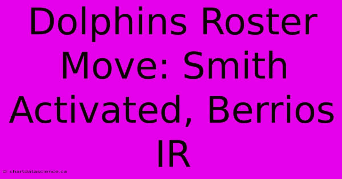 Dolphins Roster Move: Smith Activated, Berrios IR