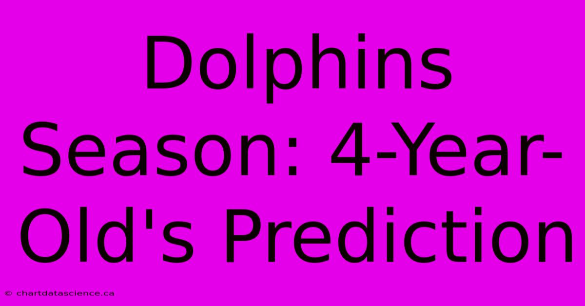 Dolphins Season: 4-Year-Old's Prediction