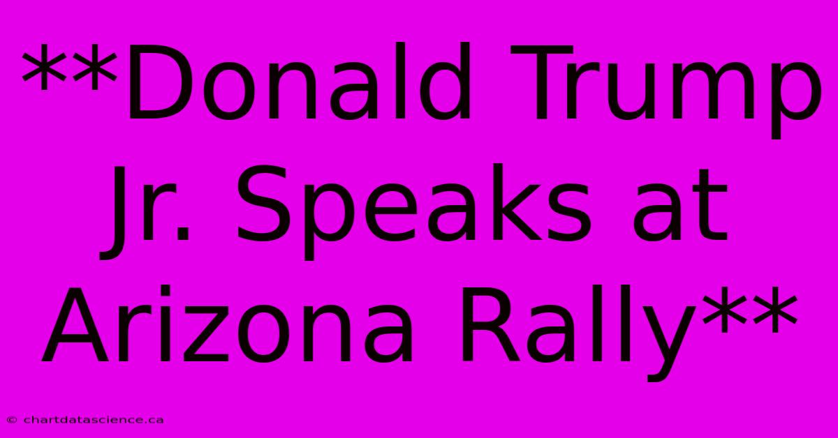 **Donald Trump Jr. Speaks At Arizona Rally** 