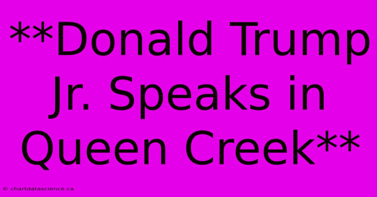 **Donald Trump Jr. Speaks In Queen Creek**