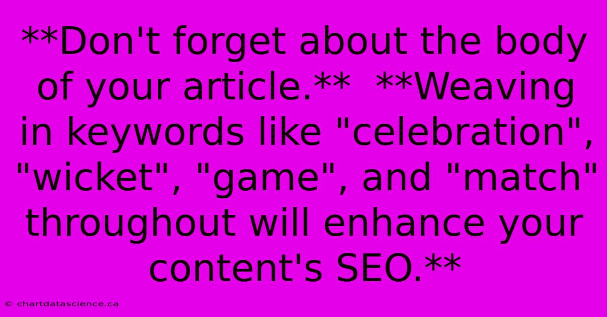 **Don't Forget About The Body Of Your Article.**  **Weaving In Keywords Like 