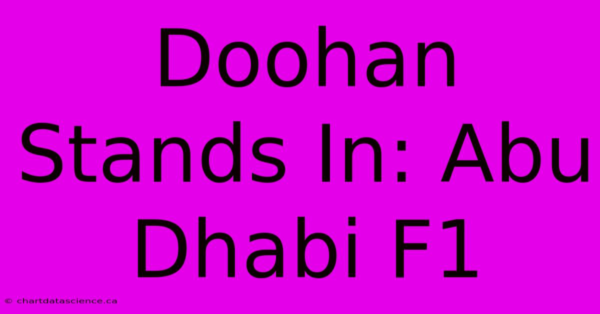 Doohan Stands In: Abu Dhabi F1