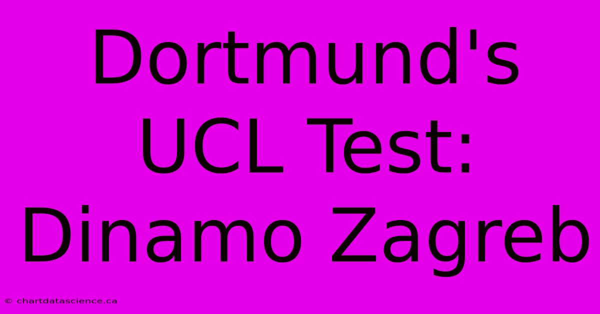 Dortmund's UCL Test: Dinamo Zagreb