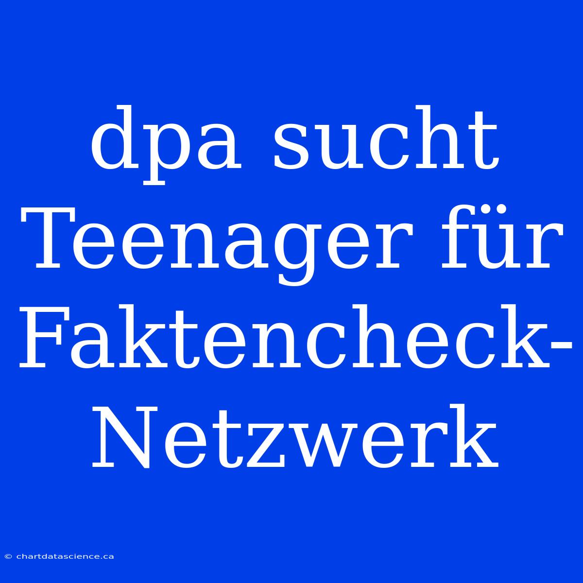 Dpa Sucht Teenager Für Faktencheck-Netzwerk