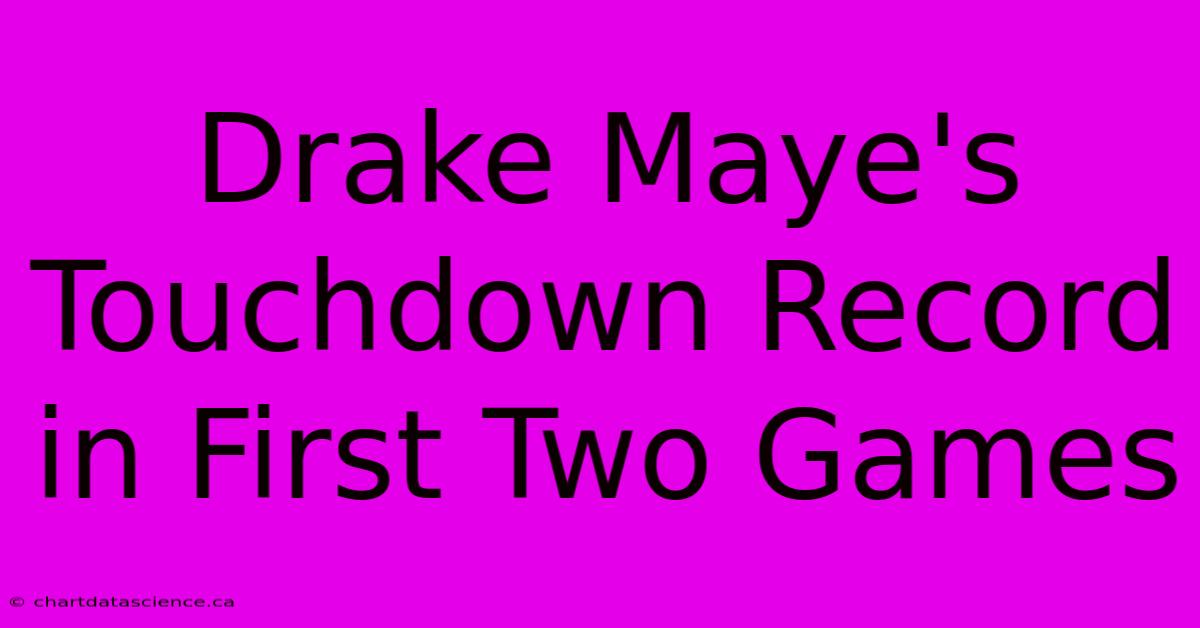 Drake Maye's Touchdown Record In First Two Games 