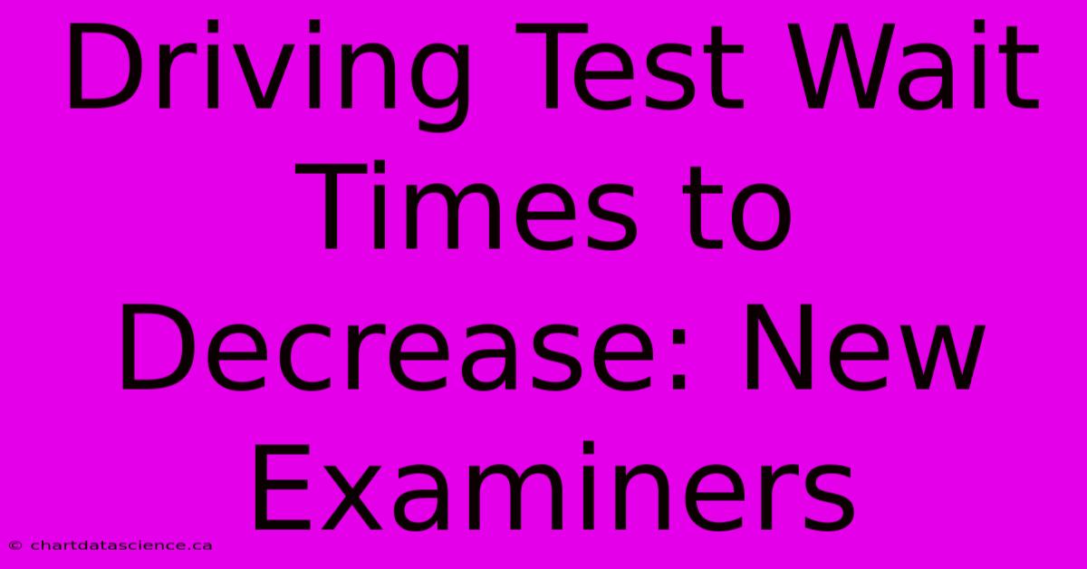 Driving Test Wait Times To Decrease: New Examiners