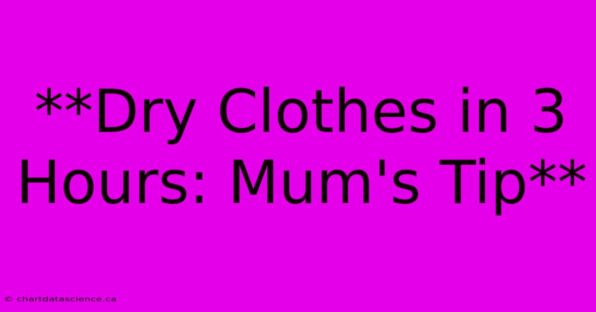 **Dry Clothes In 3 Hours: Mum's Tip** 