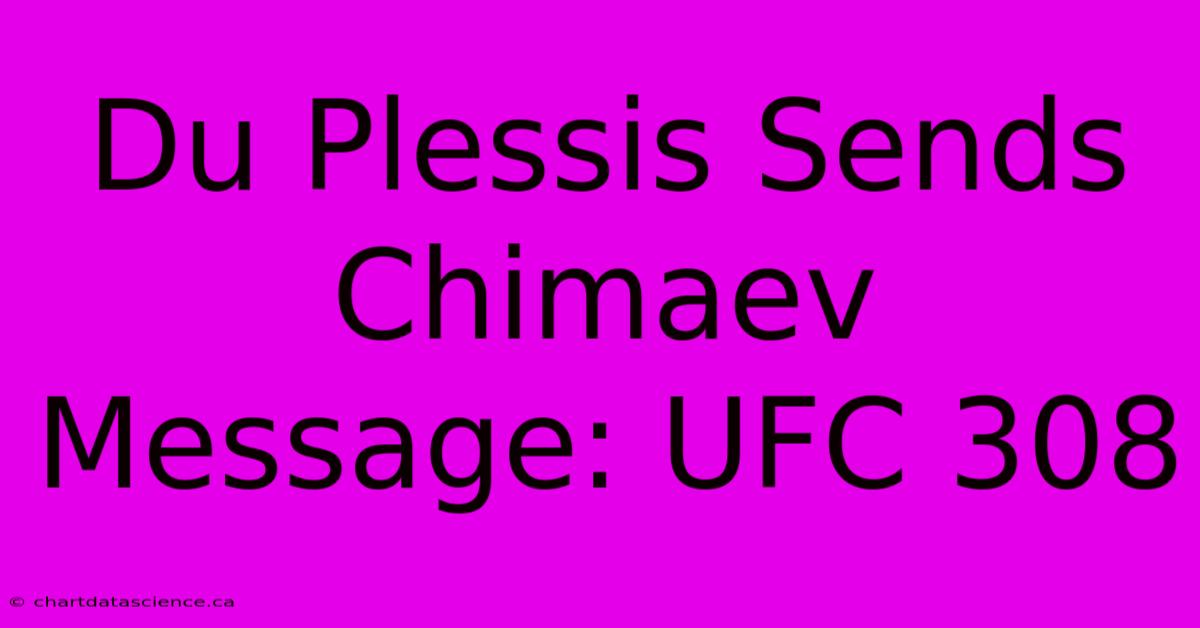 Du Plessis Sends Chimaev Message: UFC 308