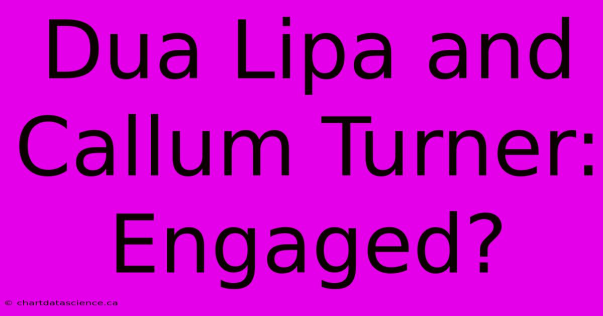 Dua Lipa And Callum Turner: Engaged?