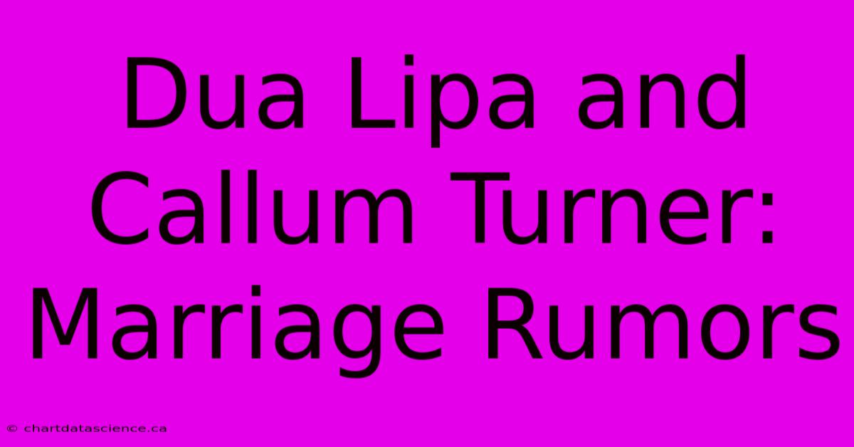 Dua Lipa And Callum Turner: Marriage Rumors