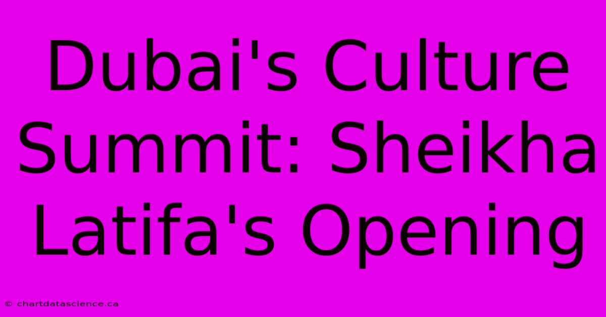 Dubai's Culture Summit: Sheikha Latifa's Opening