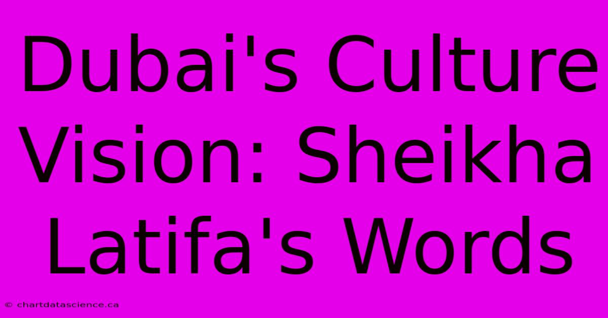 Dubai's Culture Vision: Sheikha Latifa's Words