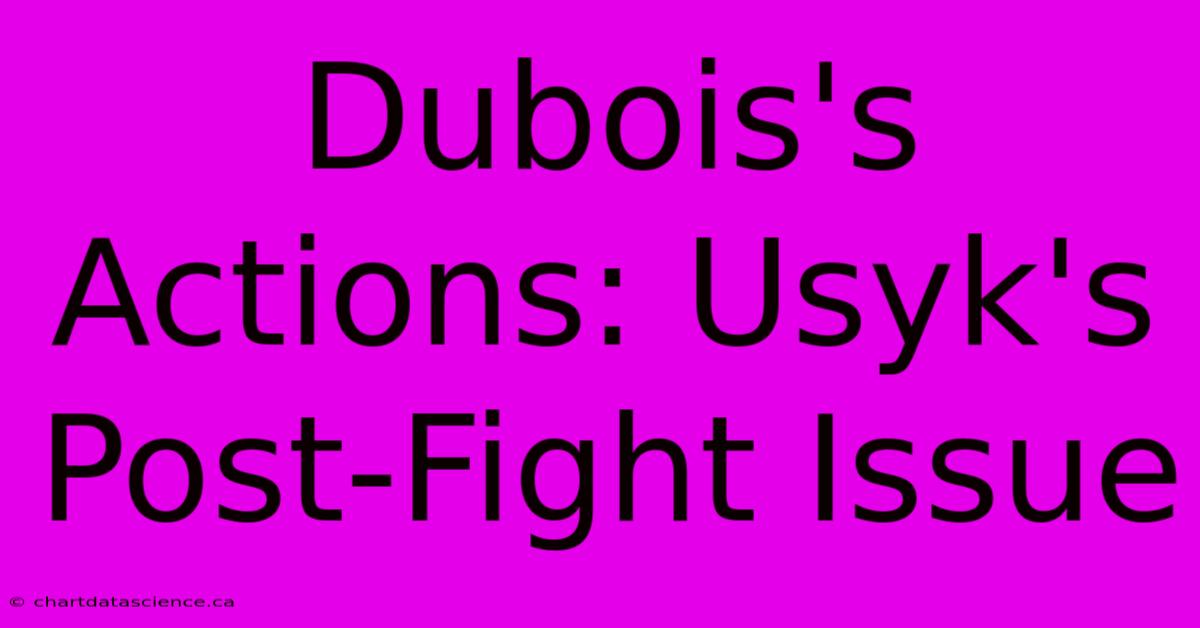 Dubois's Actions: Usyk's Post-Fight Issue