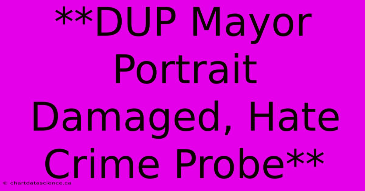 **DUP Mayor Portrait Damaged, Hate Crime Probe**