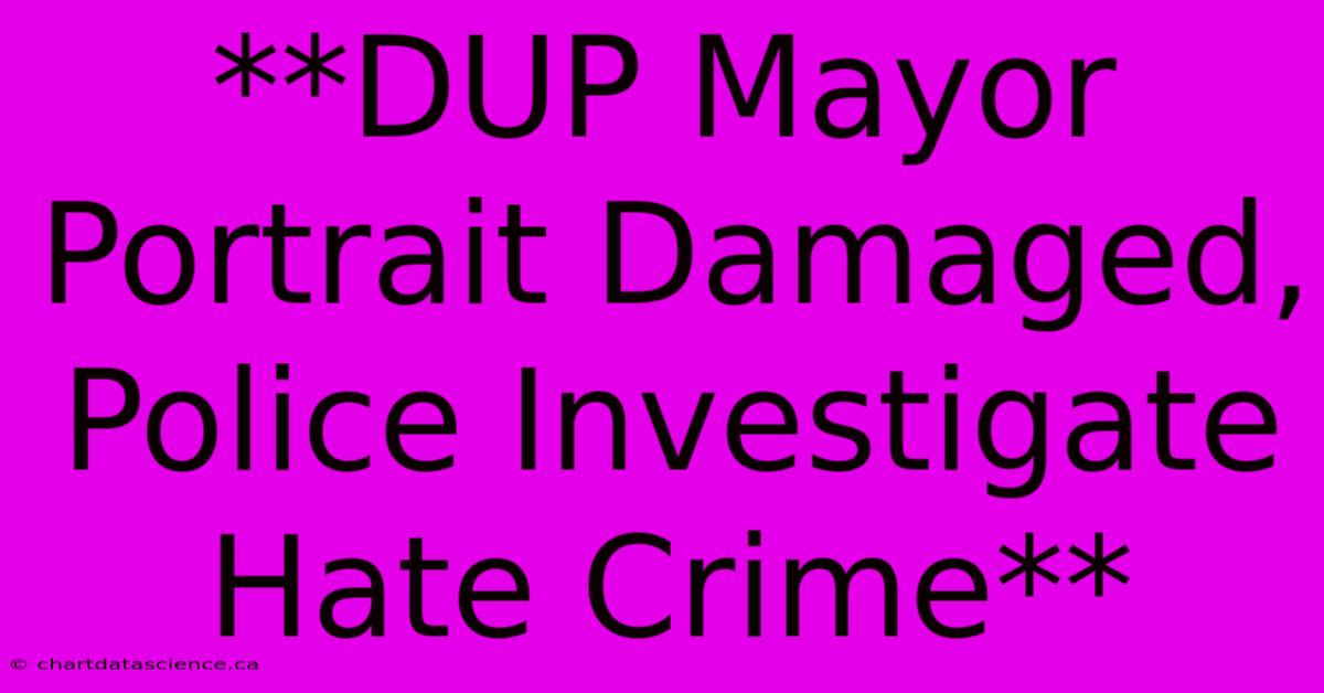 **DUP Mayor Portrait Damaged, Police Investigate Hate Crime** 