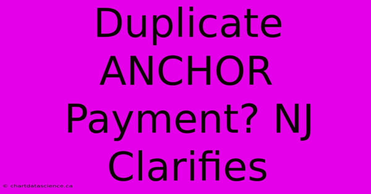 Duplicate ANCHOR Payment? NJ Clarifies