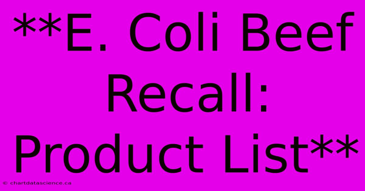 **E. Coli Beef Recall: Product List**