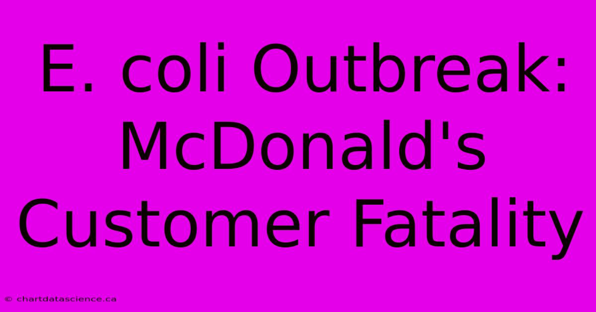 E. Coli Outbreak: McDonald's Customer Fatality