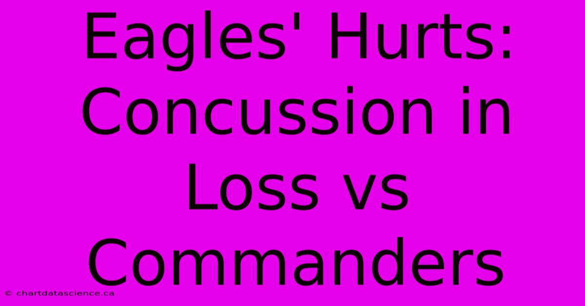 Eagles' Hurts: Concussion In Loss Vs Commanders