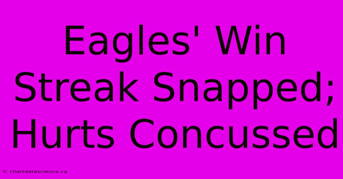 Eagles' Win Streak Snapped; Hurts Concussed