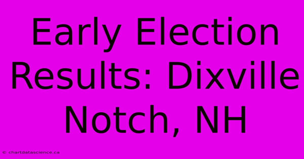 Early Election Results: Dixville Notch, NH