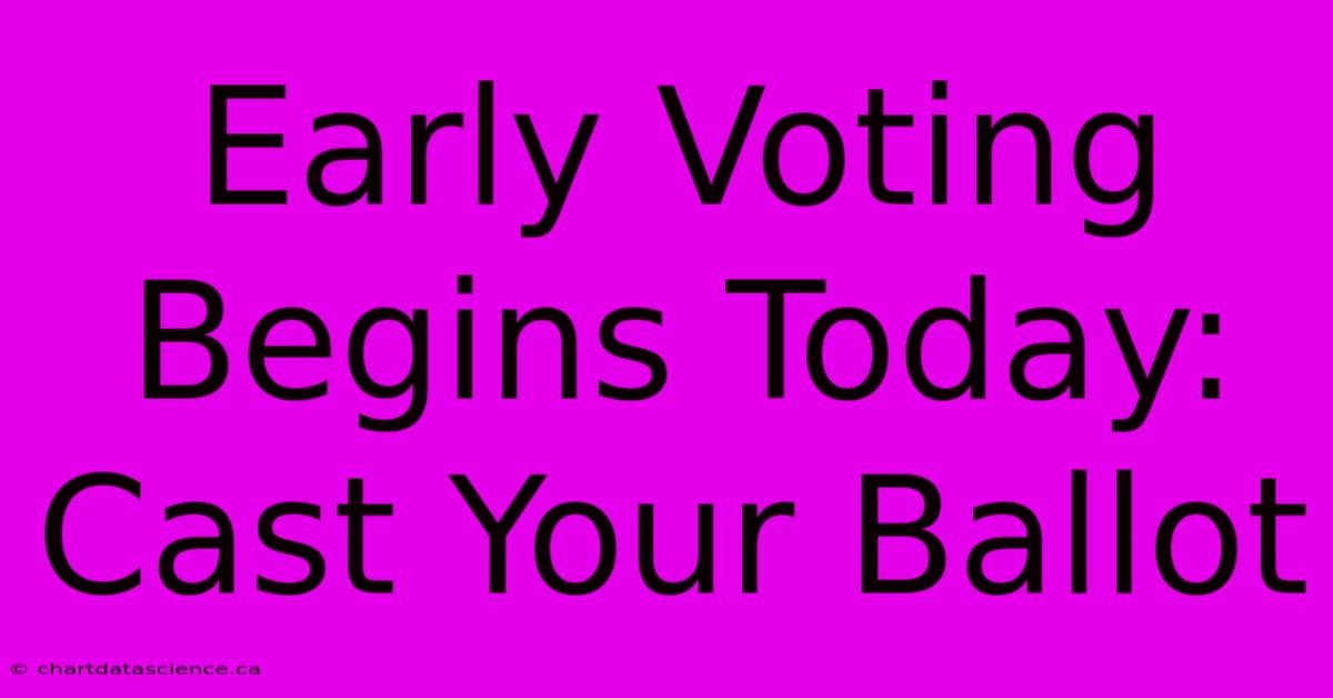 Early Voting Begins Today: Cast Your Ballot