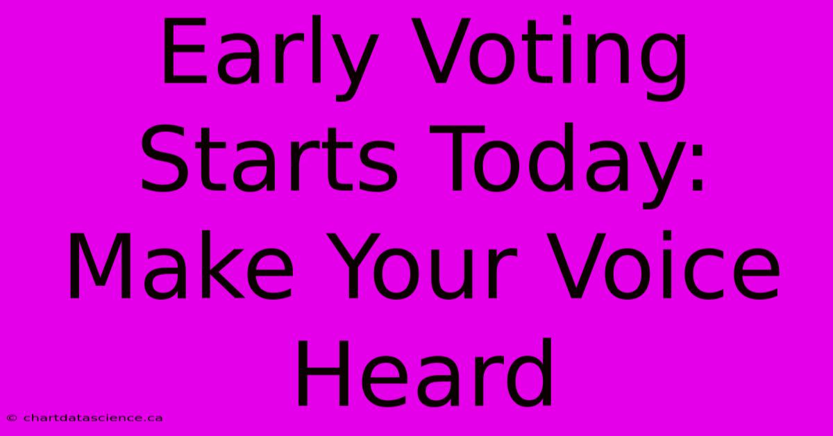 Early Voting Starts Today: Make Your Voice Heard 