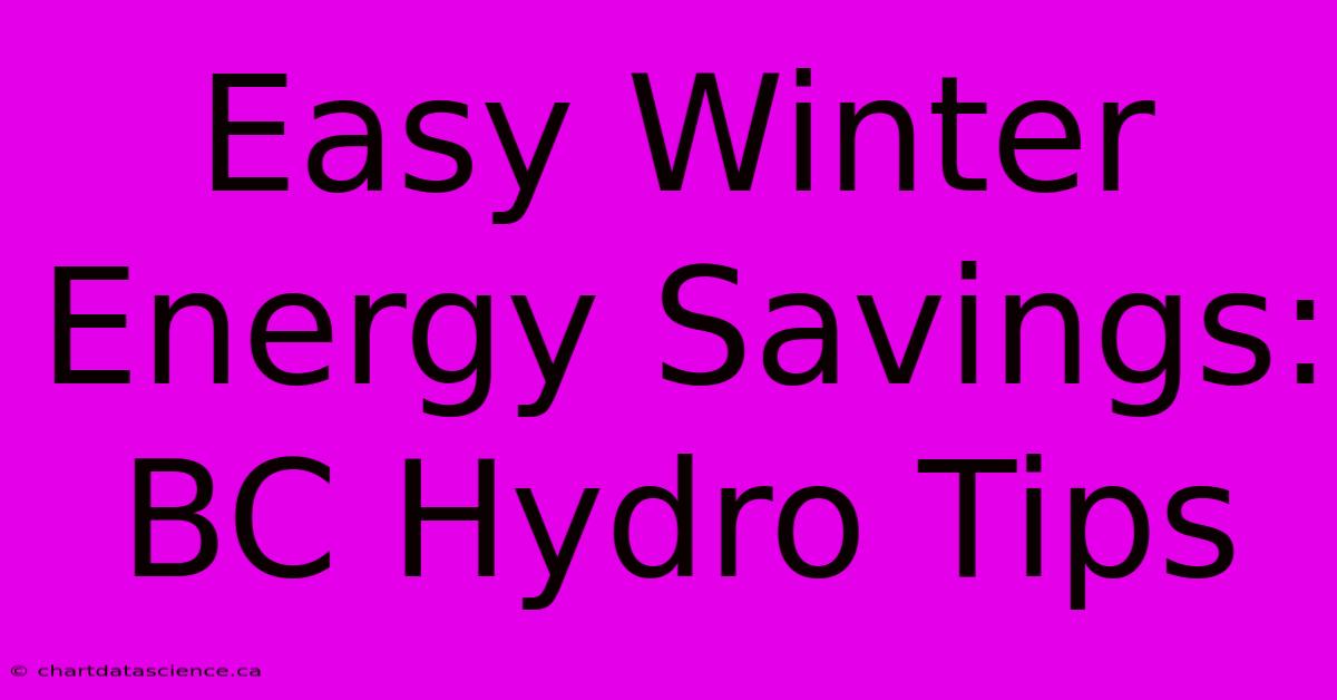 Easy Winter Energy Savings: BC Hydro Tips