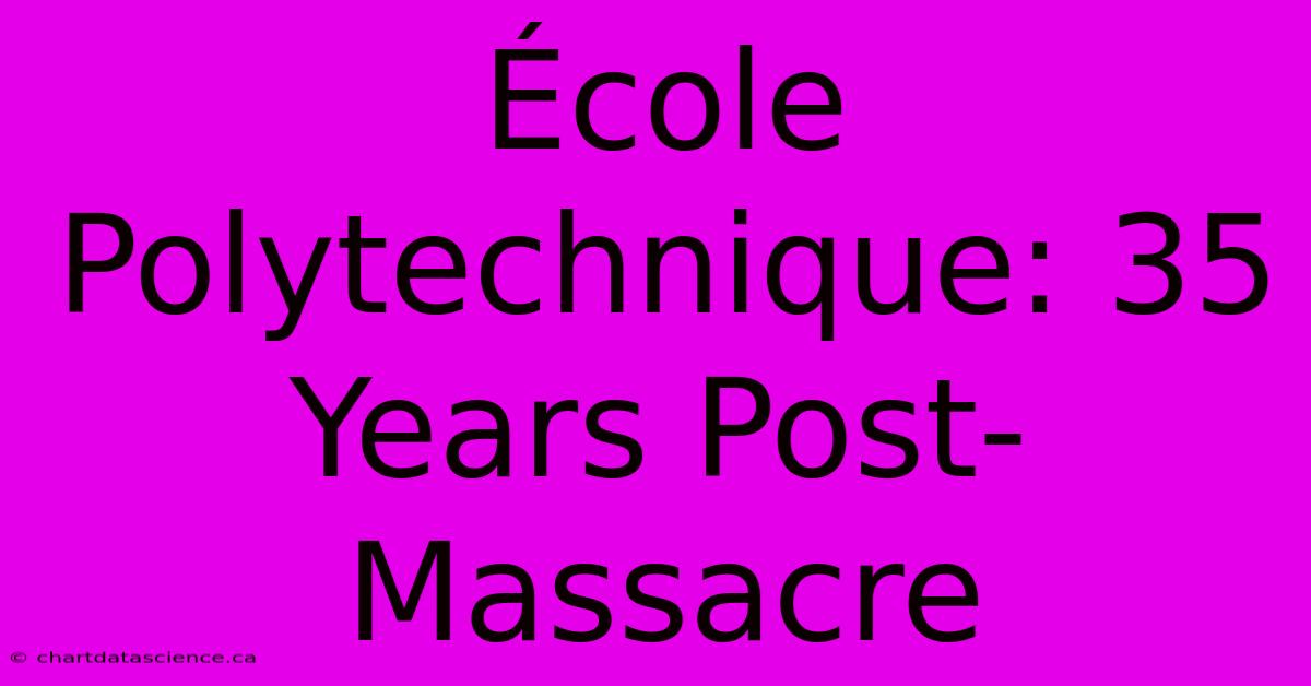 École Polytechnique: 35 Years Post-Massacre