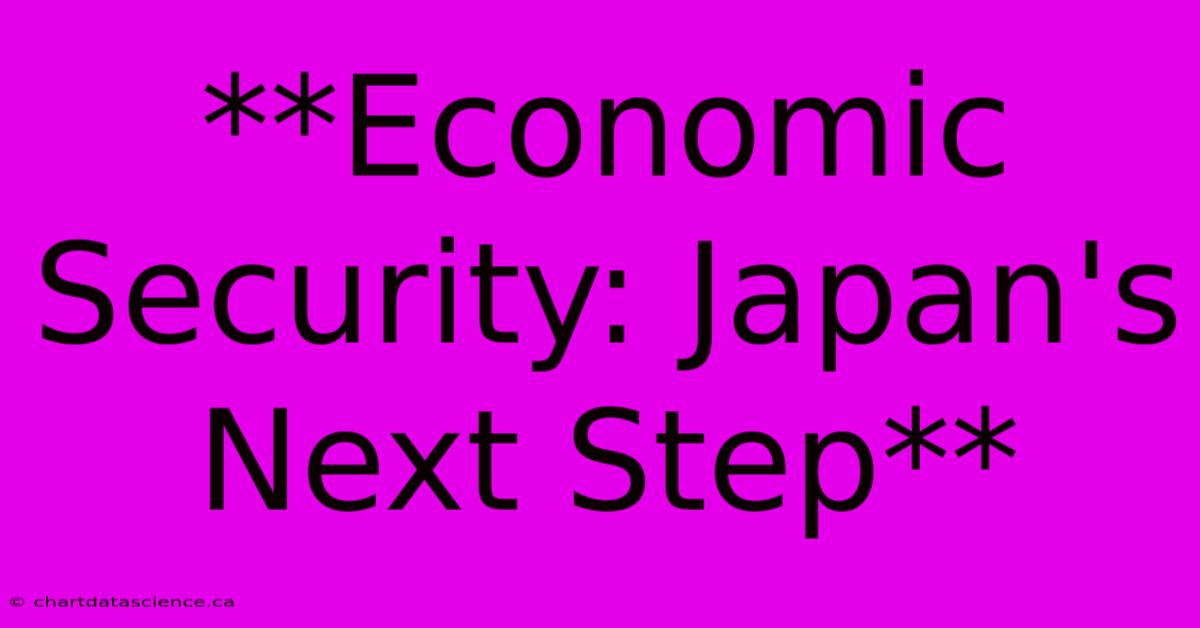 **Economic Security: Japan's Next Step**