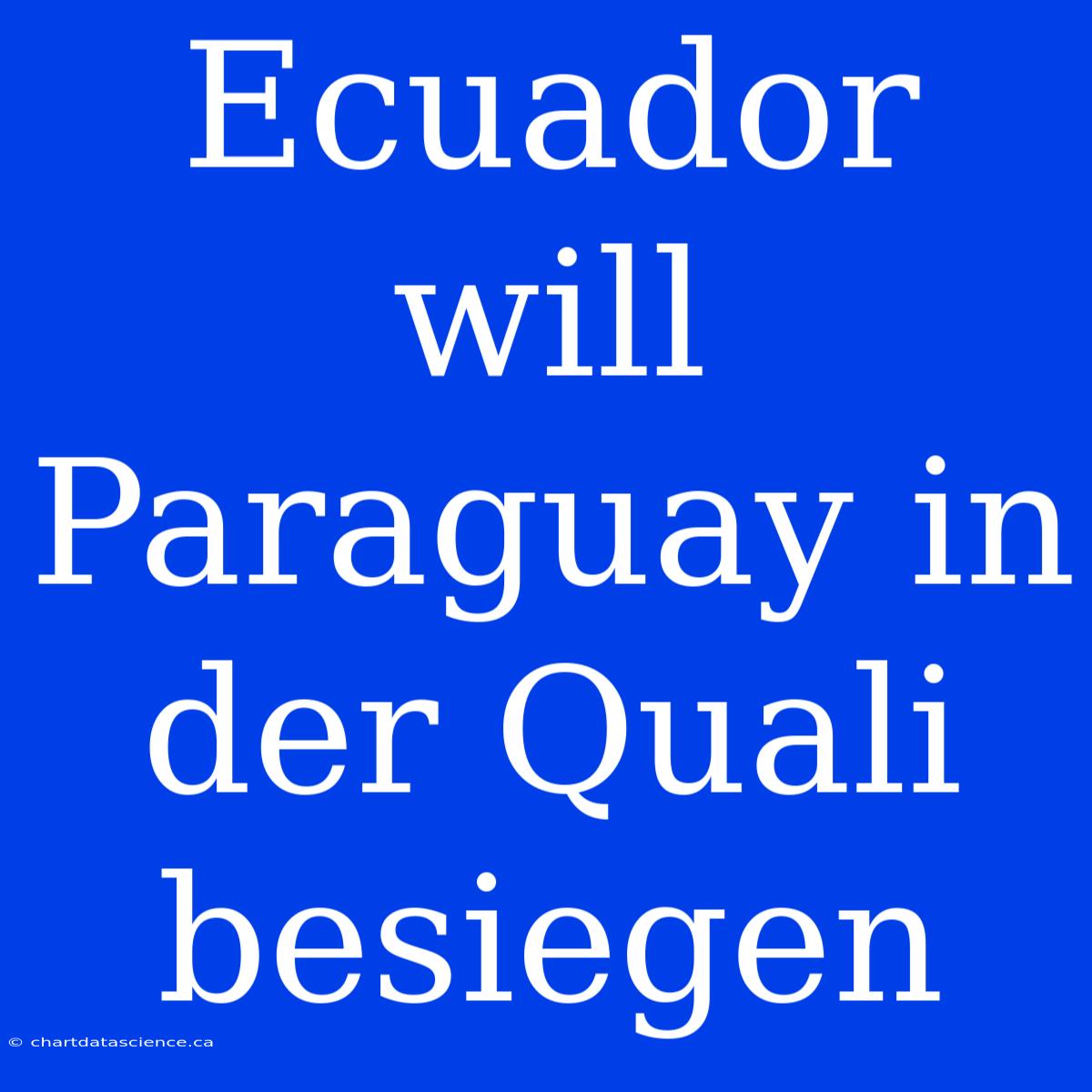 Ecuador Will Paraguay In Der Quali Besiegen