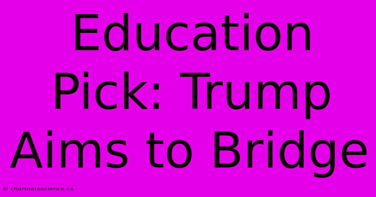 Education Pick: Trump Aims To Bridge