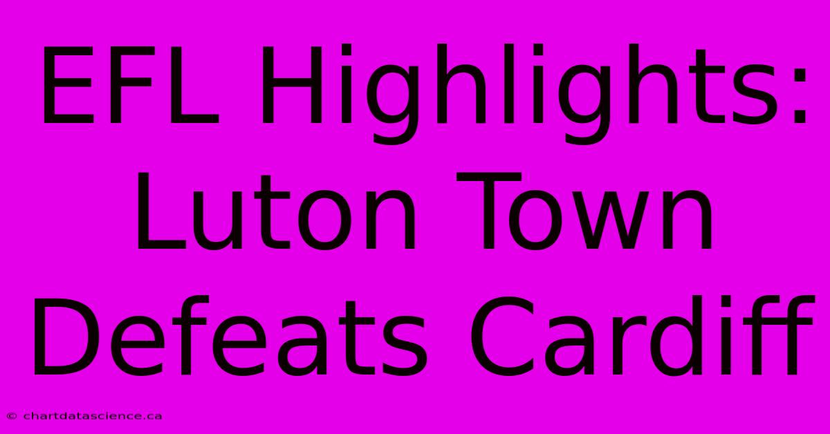 EFL Highlights: Luton Town Defeats Cardiff