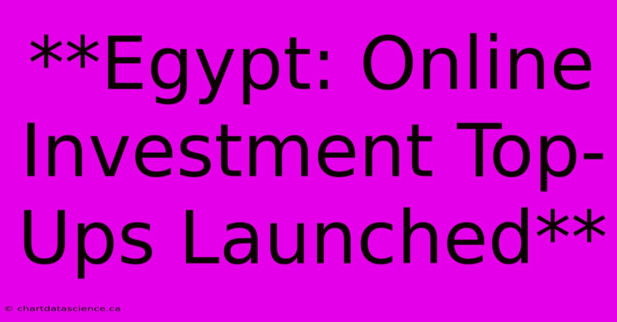 **Egypt: Online Investment Top-Ups Launched**