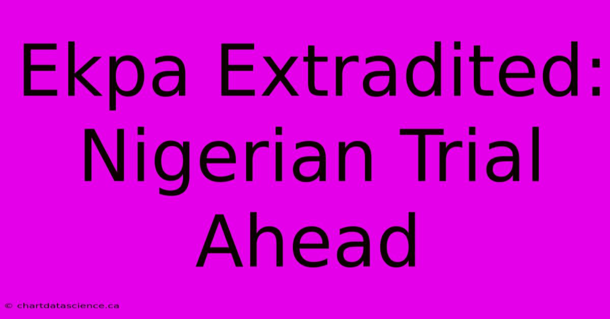 Ekpa Extradited: Nigerian Trial Ahead