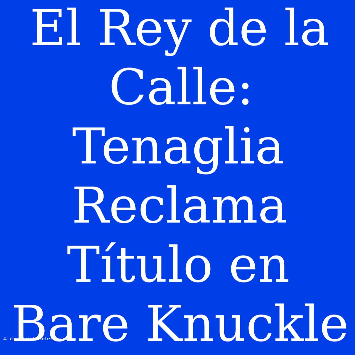 El Rey De La Calle: Tenaglia Reclama Título En Bare Knuckle