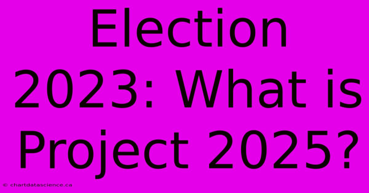 Election 2023: What Is Project 2025?