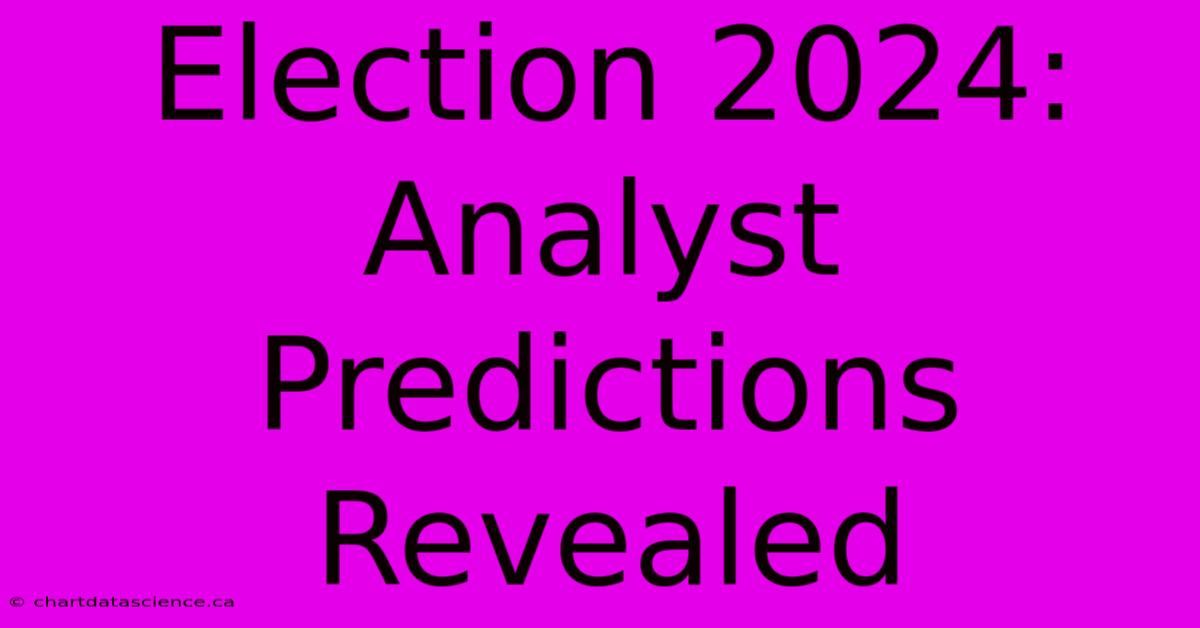 Election 2024 Analyst Predictions Revealed