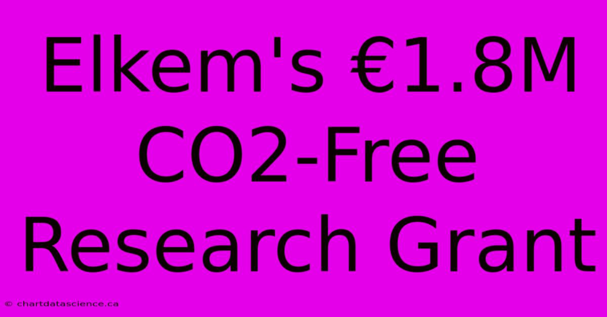 Elkem's €1.8M CO2-Free Research Grant