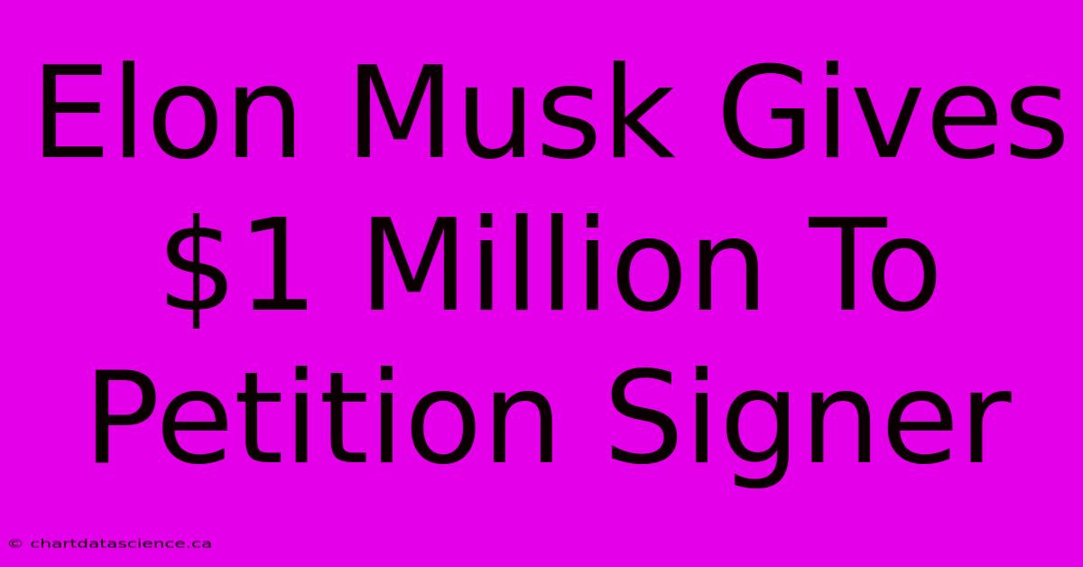 Elon Musk Gives $1 Million To Petition Signer