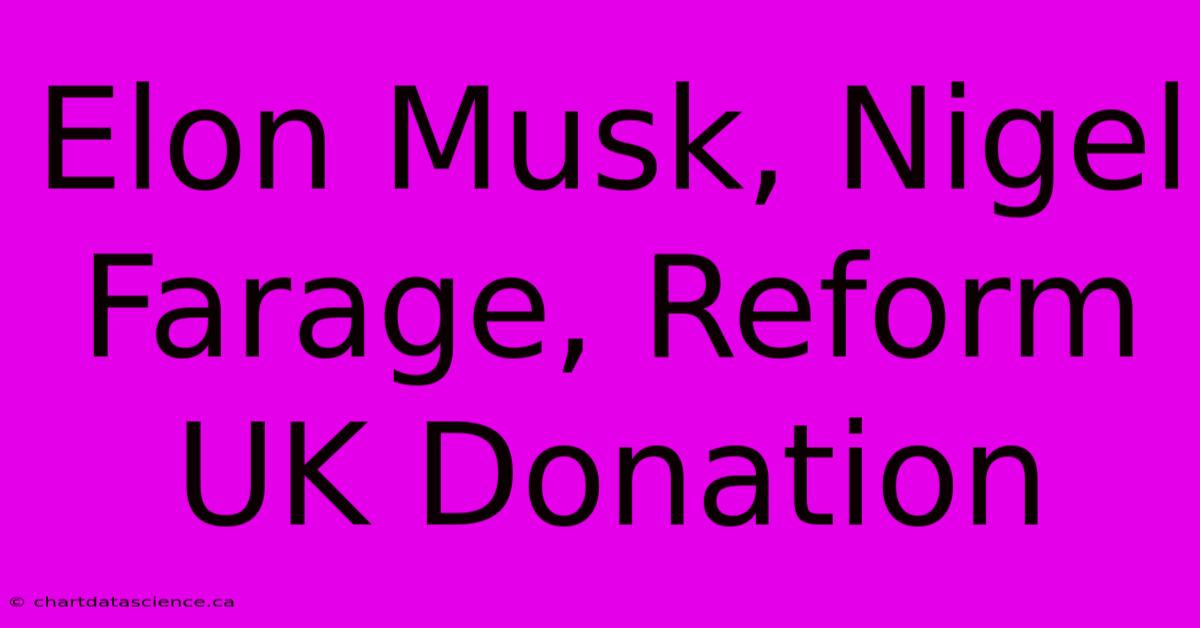 Elon Musk, Nigel Farage, Reform UK Donation