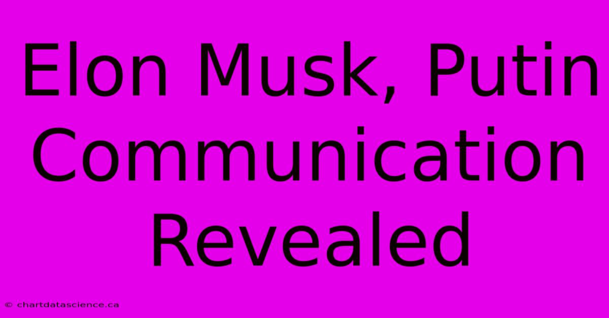 Elon Musk, Putin Communication Revealed