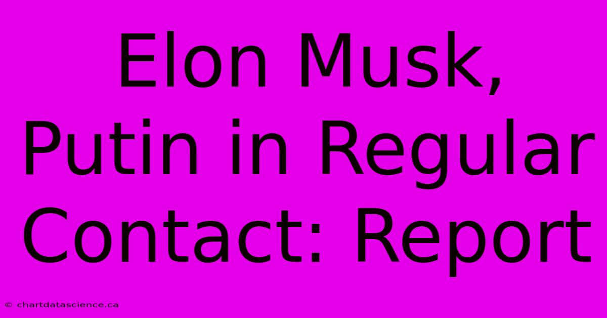 Elon Musk, Putin In Regular Contact: Report