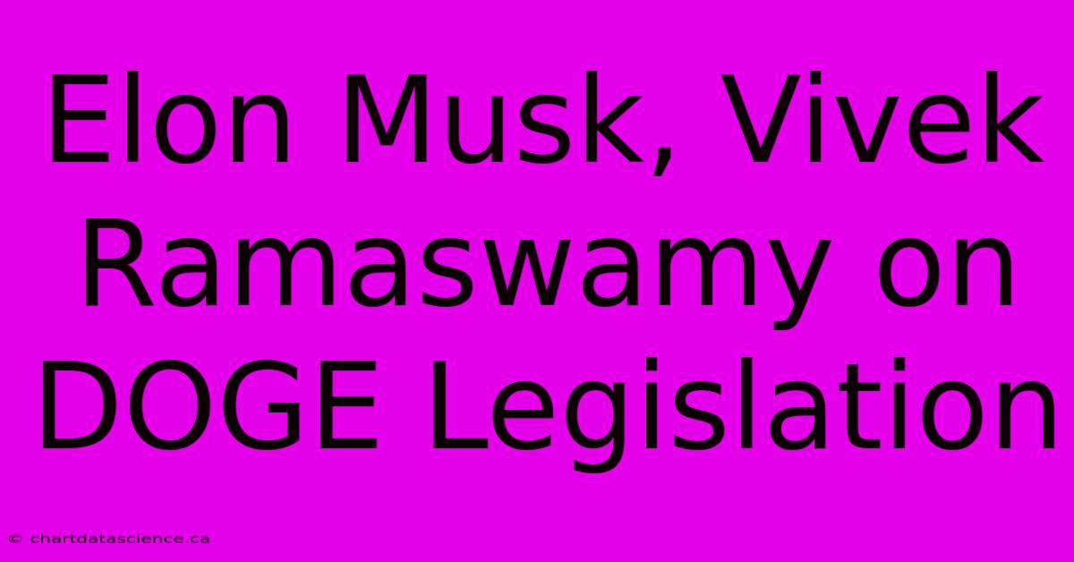 Elon Musk, Vivek Ramaswamy On DOGE Legislation