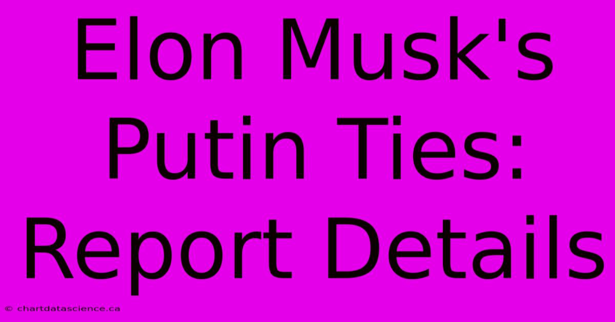 Elon Musk's Putin Ties: Report Details