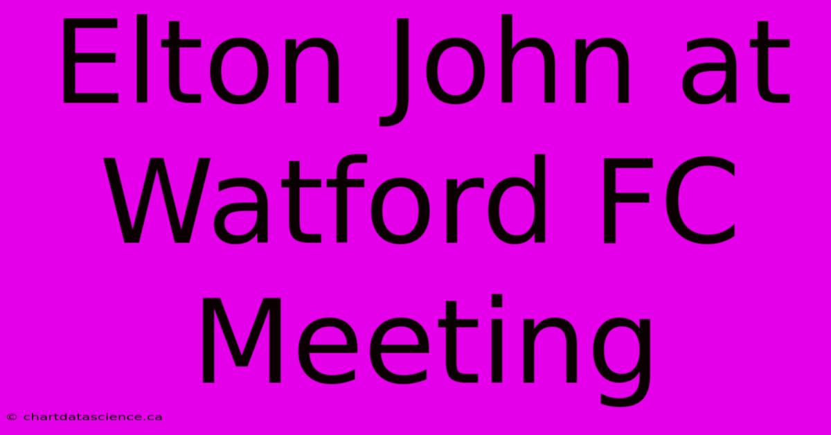 Elton John At Watford FC Meeting