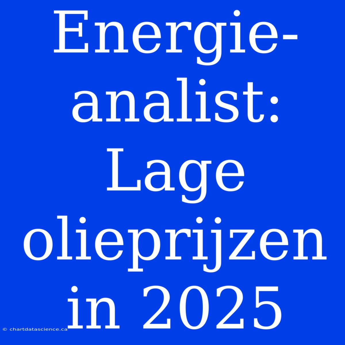 Energie-analist: Lage Olieprijzen In 2025