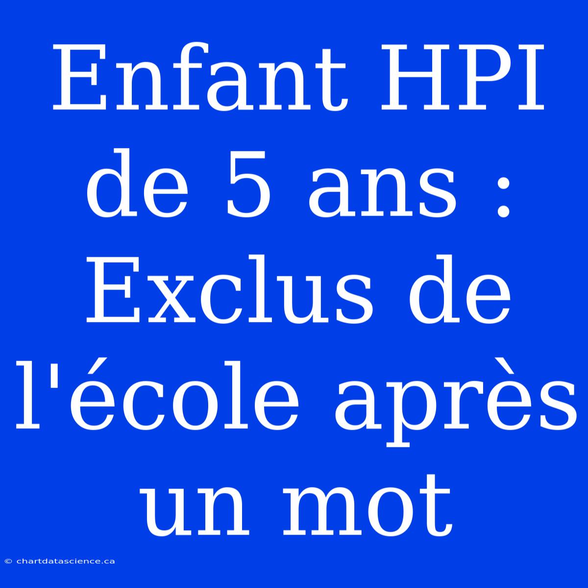 Enfant HPI De 5 Ans : Exclus De L'école Après Un Mot