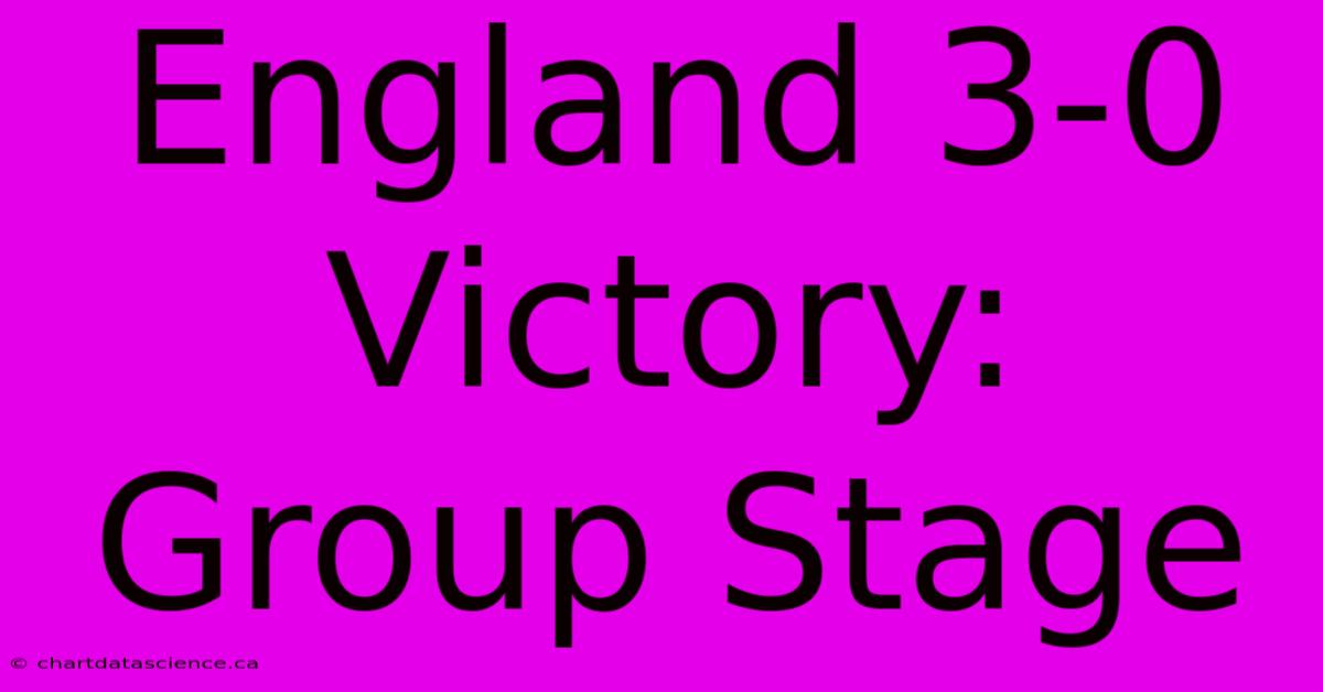 England 3-0 Victory: Group Stage